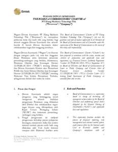 PIAGAM DEWAN KOMISARIS  THE BOARD of COMMISSIONERS’ CHARTER of PT Elang Mahkota Teknologi Tbk (“ Perseroan”/”Company”)