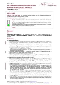 EU Green Paper  GEOGRAPHICAL INDICATION PROTECTION FOR NON-AGRICULTURAL PRODUCTS cepPolicyBrief No