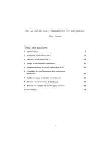Sur la th´eorie non commutative de l’int´egration Alain Connes Table des mati` eres 1 Introduction