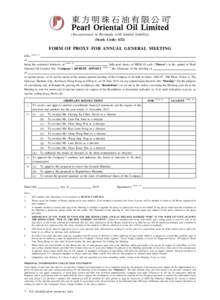(Incorporated in Bermuda with limited liability) (Stock Code: 632) FORM OF PROXY FOR ANNUAL GENERAL MEETING I/We (Note 1) of