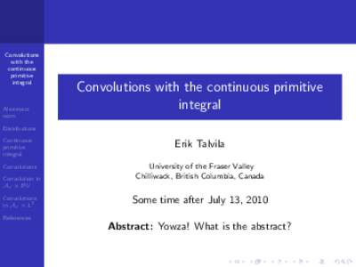 Convolutions with the continuous primitive integral