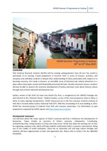 NUSRI Summer Programme in Suzhou[removed]OVERVIEW NUS (Suzhou) Research Institute (NUSRI) will be inviting undergraduates from all over the world to