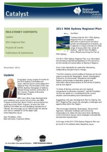 2011 RDA Sydney Regional Plan RDA SYDNEY CONTENTS: Out Now!  Update