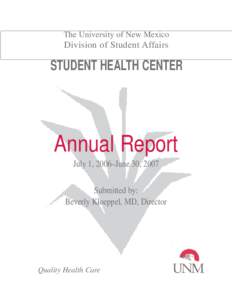 The University of New Mexico  Division of Student Affairs STUDENT HEALTH CENTER