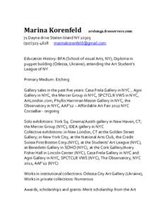 Marina Korenfeld  arslonga.freeservers.com 71 Dayna drive Staten Island NY4628 