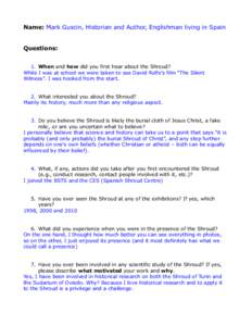 Mark Guscin Personal Reflection Questionnaire