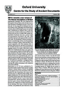 Oxford University Centre for the Study of Ancient Documents Newsletter no. 8 Autumn, 1999