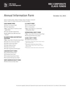 RBC CORPORATE CL ASS FUNDS Annual Information Form  October 18, 2013