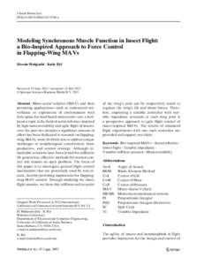 J Intell Robot Syst DOIs10846x Modeling Synchronous Muscle Function in Insect Flight: a Bio-Inspired Approach to Force Control in Flapping-Wing MAVs