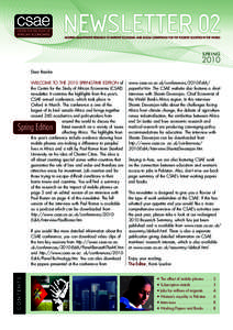 CSAE Newsletter Spring 2010