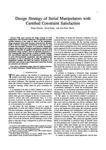 2  Design Strategy of Serial Manipulators with Certified Constraint Satisfaction Denny Oetomo, David Daney, and Jean-Pierre Merlet.