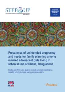Human sexuality / Adolescence / Fertility / Obstetrics / Reproduction / Teenage pregnancy / Unintended pregnancy / International Centre for Diarrhoeal Disease Research /  Bangladesh / Abortion / Medicine / Pregnancy / Behavior