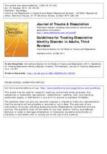 Guidelines for Treating Dissociative Identity Disorder in Adults, Third Revision