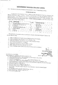 I  GOVERNMENT MEDICAL COLLEGE JATqMU  Sub:- Interviews for the posts