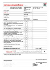 Technical Evaluation Record  v.1 Jan 2016  QUALIFICATION:  Assessor Name:  Assessor No:  NEW? D.O.B:  Assessor email: 