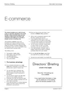 Directors’ Briefing  Information technology E-commerce The internet enables you to sell 24 hours