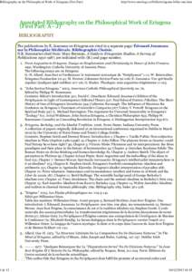Bibliography on the Philosophical Work of Eriugena �rst Part