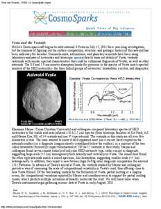 Vesta and Vestoids - PSRD | A CosmoSparks report
