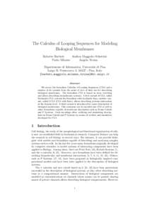 The Calculus of Looping Sequences for Modeling Biological Membranes Roberto Barbuti Andrea Maggiolo–Schettini Paolo Milazzo Angelo Troina