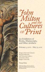 John Milton and the Cultures of Print An Exhibition of