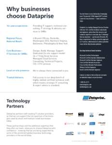 Why businesses choose Dataprise 16+ years experience: Providing IT support, technical consulting, IT strategy & advisory services to SMBs
