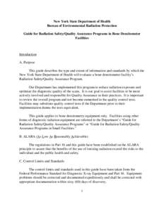New York State Department of Health Bureau of Environmental Radiation Protection Guide for Radiation Safety/Quality Assurance Programs in Bone Densitometer Facilities  Introduction