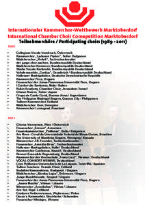 Internationaler Kammerchor-Wettbewerb Marktoberdorf International Chamber Choir Comepetition Marktoberdorf Teilnehmerchöre / Participating choirs[removed])