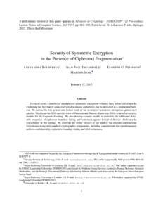 A preliminary version of this paper appears in Advances in Cryptology - EUROCRYPT ’12 Proceedings. Lecture Notes in Computer Science, Vol. 7237, pp. 682–699, Pointcheval, D.; Johansson T. eds., Springer, 2012. This i
