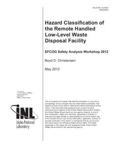 Microsoft Word - Hazard Classification of the Remote Handled Low[removed]docx