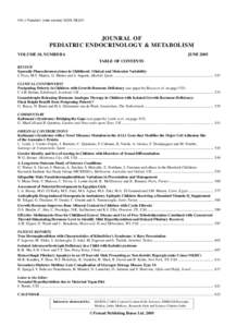 HK J Paediatr (new series) 2005;10:231  JOUNRAL OF PEDIATRIC ENDOCRINOLOGY & METABOLISM VOLUME 18, NUMBER 6