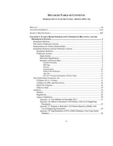 DETAILED TABLE OF CONTENTS IMMIGRATION LAW & THE FAMILY, 3RD ED[removed]–14) PREFACE ...................................................................................................................... vii ACKNOWLEDGME