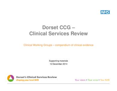 Dorset CCG – Clinical Services Review Clinical Working Groups – compendium of clinical evidence Supporting materials 12 December 2014