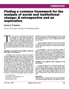 COMMENTARY  Finding a common framework for the analysis of social and institutional change: A retrospective and an exploration