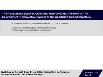 The Relationship Between Cloud And Rain Cells And The Role Of The Environment In Convective Processes During CHUVA-GoAmazon2014/5 Cristiano W. Eichholz 1 , Courtney Schumacher 2 , Luiz A. T. Machado 1