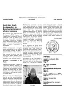 Registered by Print Post, Publication No. PP299436[removed]Volume 45, Number 1 Australian Youth Ambassadors for Development program