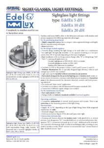 Stainless steel ligh fitting for hazardous area type EdelEx 5 dH, 10dH, 20 dH