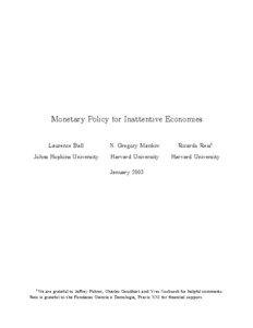 Monetary Policy for Inattentive Economies Laurence Ball