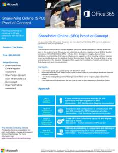 SharePoint Online (SPO) Proof of Concept Planning workshop to create up to 20 site collections with 50GB of data