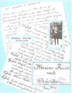 cover image goes here  MY JOURNEY TO AMERICA (Meine Reise nach Amerika)  A Journal written in his own German handwriting by Kurt William Leucht