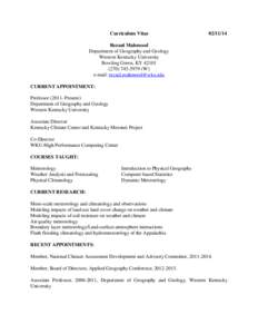 Curriculum Vitae[removed]Rezaul Mahmood Department of Geography and Geology
