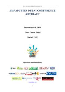 2015 APCBEES DUBAI CONFERENCESAPCBEES DUBAI CONFERENCE ABSTRACT  December 5-6, 2015