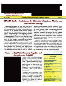 A DoD Information Analysis Center Sponsored by JANNAF and DTIC Vol. 37, No. 3 May 2011