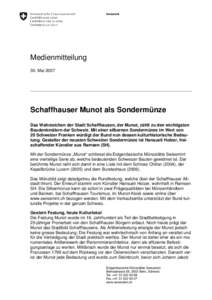 Microsoft Word - Medienmitteilung Sondermünze Munot d.doc