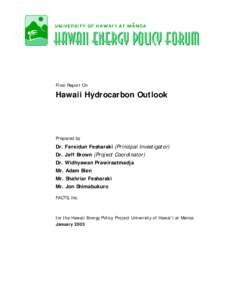 Final Report On  Hawaii Hydrocarbon Outlook Prepared by