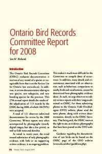 Ontario Bird Records Committee Report for 2008 Ian M. Richards  Introduction