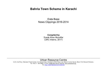 Bahria Town Scheme in Karachi Data Base News ClippingsCompiled by Syeda Kiran Muzaffar