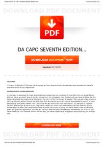 BOOKS ABOUT DA CAPO SEVENTH EDITION ANSWER KEY  Cityhalllosangeles.com DA CAPO SEVENTH EDITION...