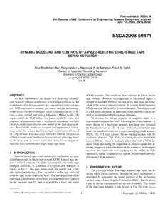 Proceedings of ESDA 08 9th Biennial ASME Conference on Engineering Systems Design and Analysis July 7-9, 2008, Haifa, Israel ESDA2008-59471