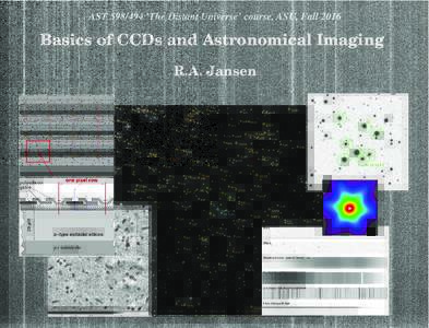 AST ’The Distant Universe’ course, ASU, FallBasics of CCDs and Astronomical Imaging R.A. Jansen  2 Lecture slides for this section are available from: