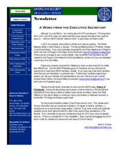 MarchNewsletter Volume 7, Issue 1 Inside this issue: